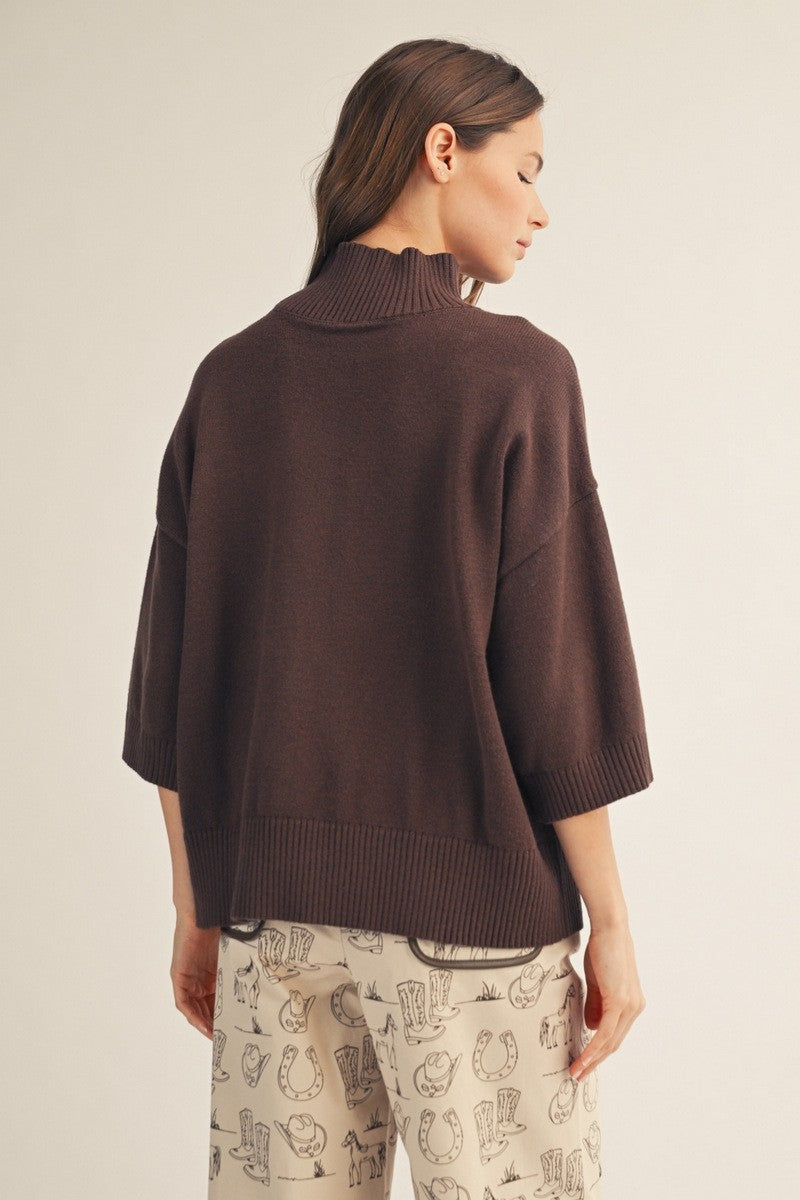 Jodifl Women's Comfy Turtle Neck Sweater - Brown