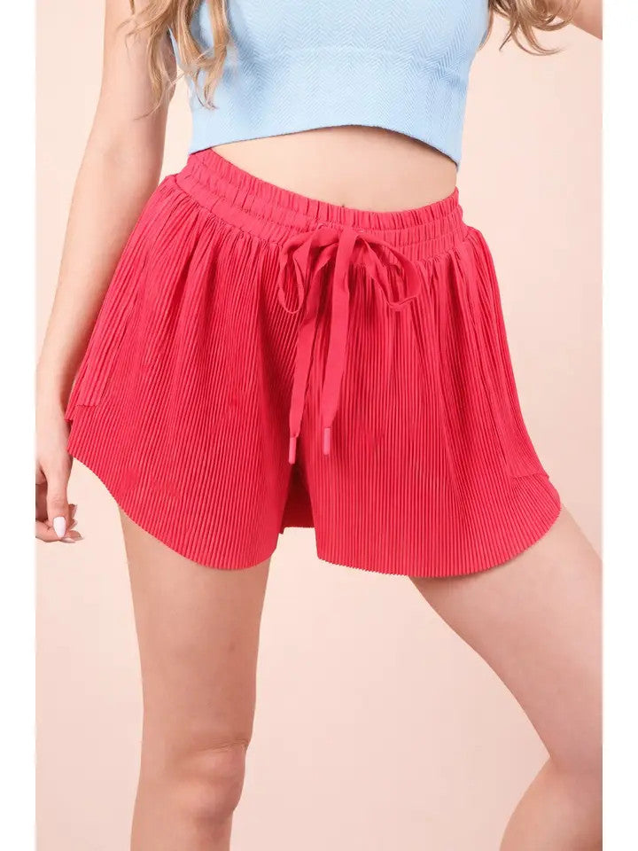Very J Women's Pleated Comfy Shorts - Pink