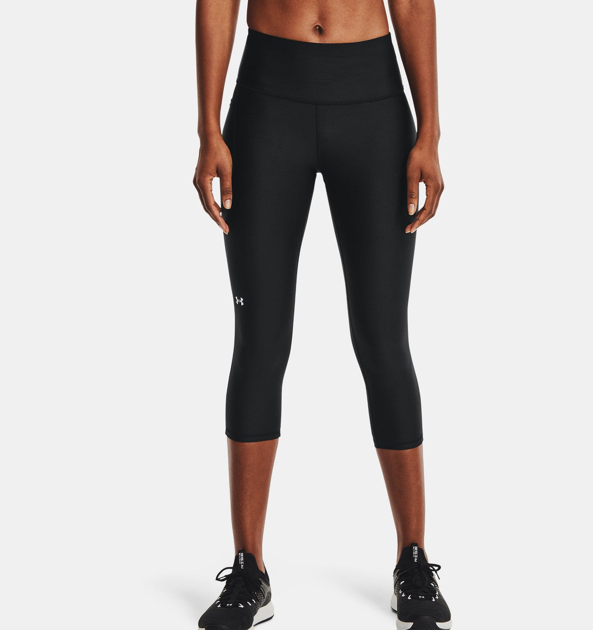 Under Armour Women's HeatGear Armour No-Slip Waistband Ankle Leggings-Black/White