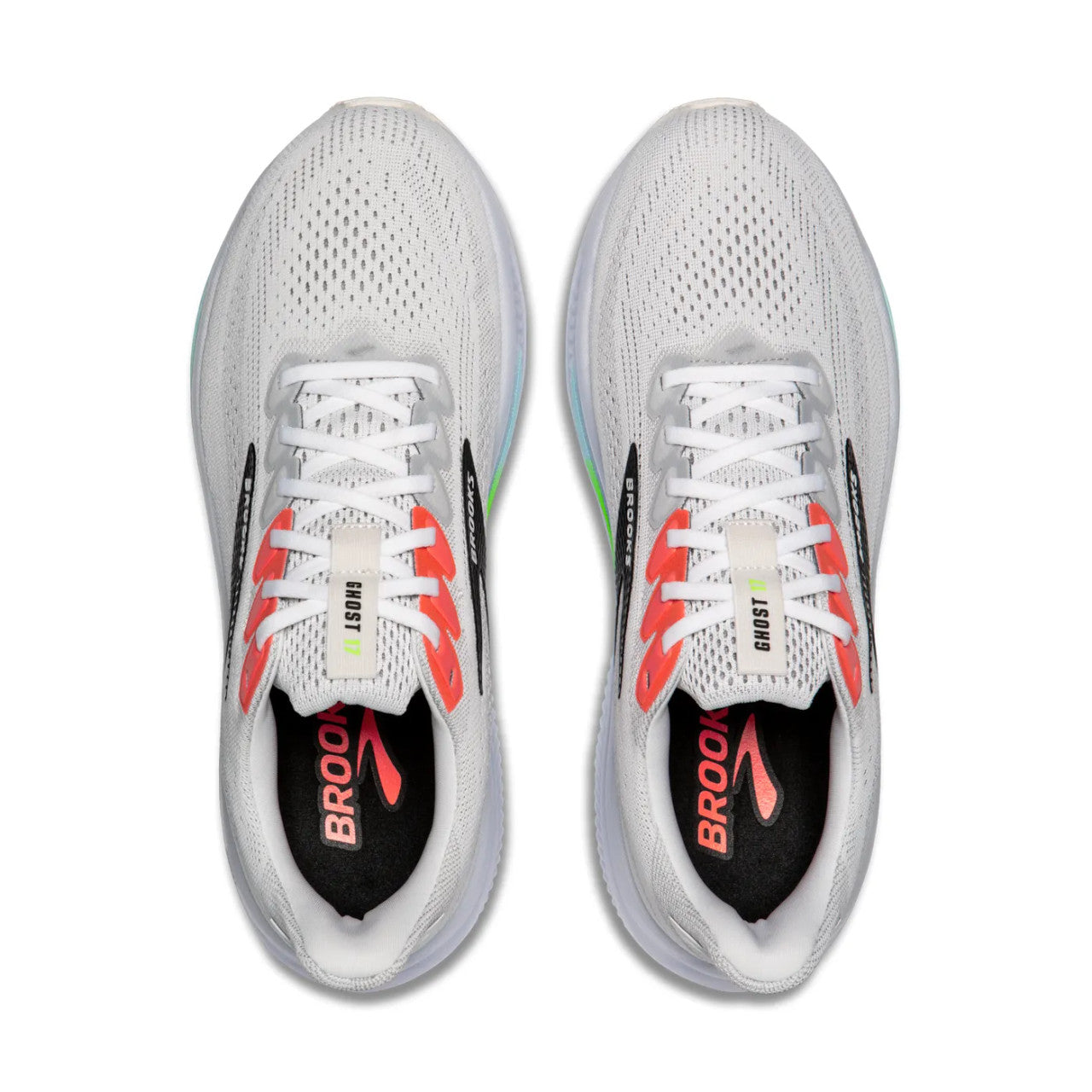 Brooks Men's Ghost 17 Running Shoes - White/Pink Clay/ Gecko