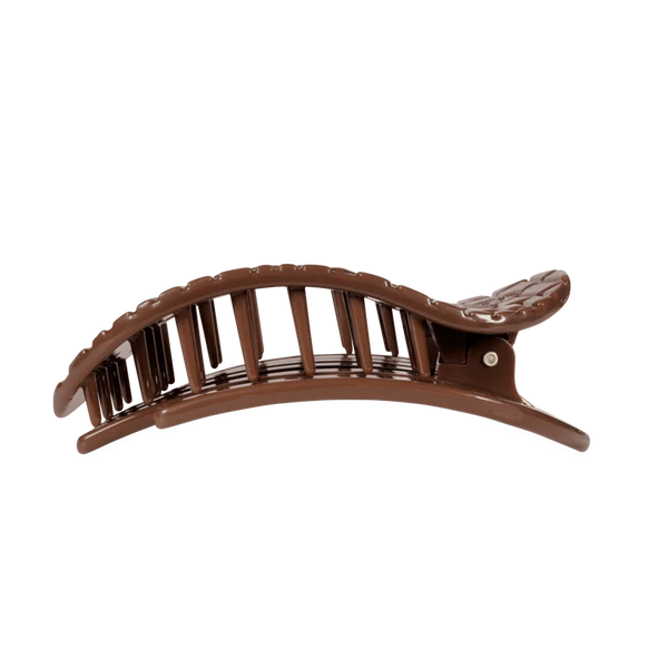 Teleties Brown Crocodile Large Flat Round Hair Clip