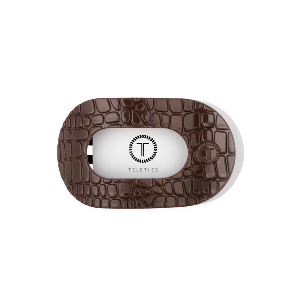 Teleties Brown Crocodile Medium Flat Round Hair Clip