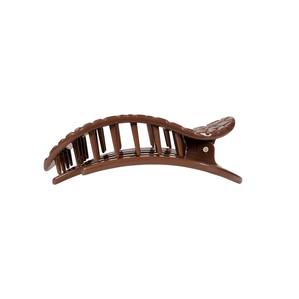 Teleties Brown Crocodile Medium Flat Round Hair Clip