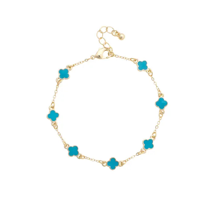 Canvas Margaret Dainty Clover Bracelet - Turquoise