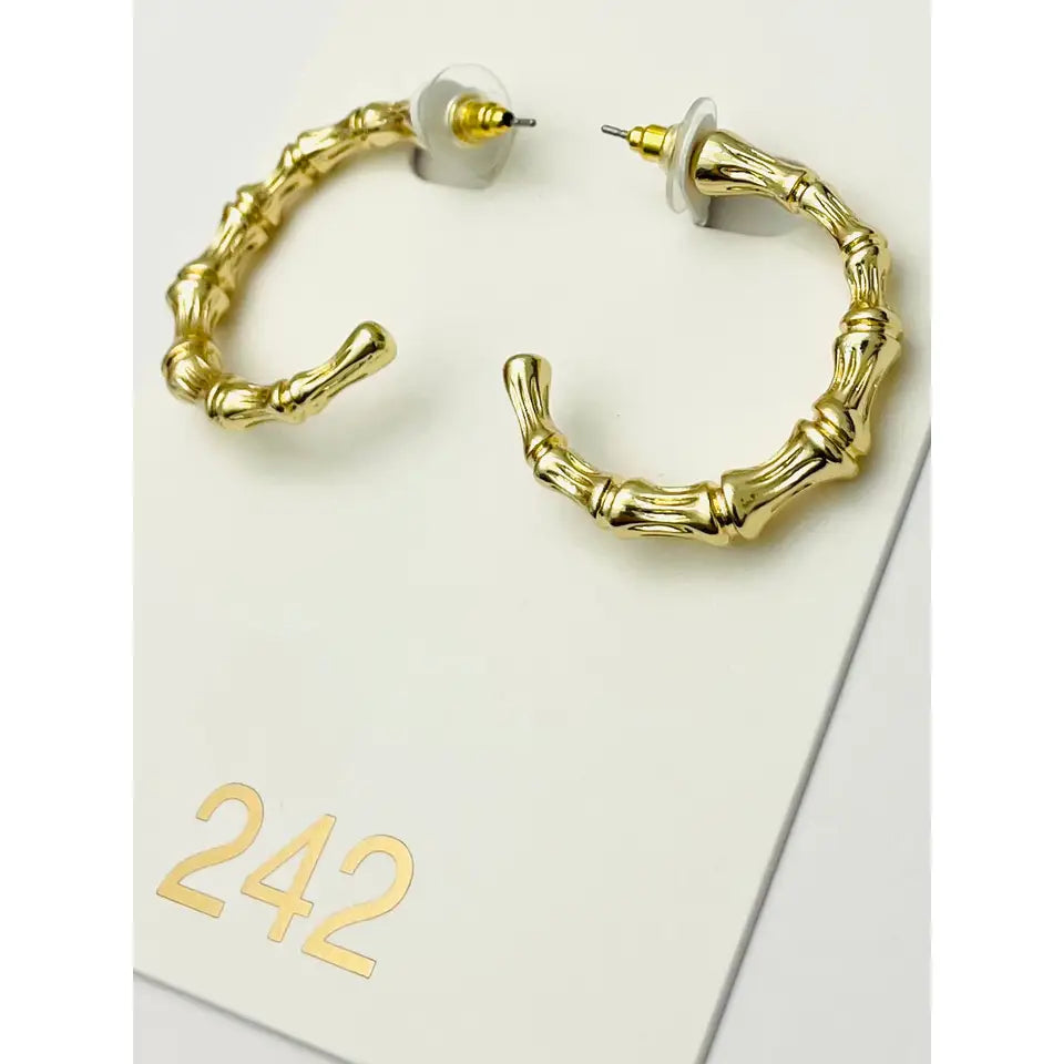 Two Forty Two Chic Textured Bamboo Hoops