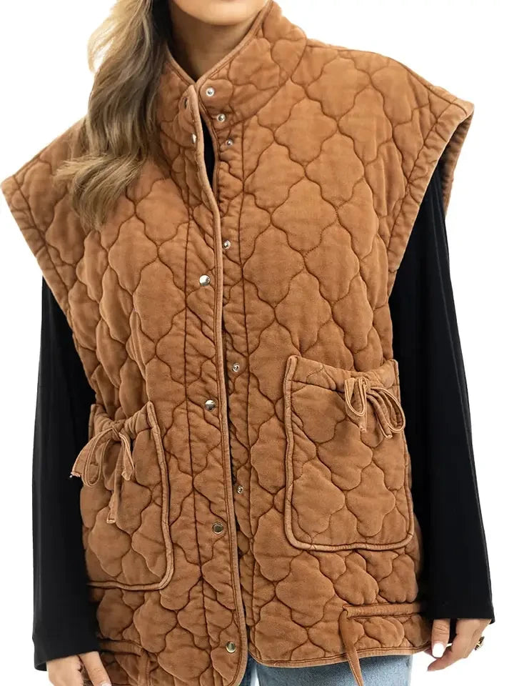 Katydid Women's OverSized Quilted Vest - Brown