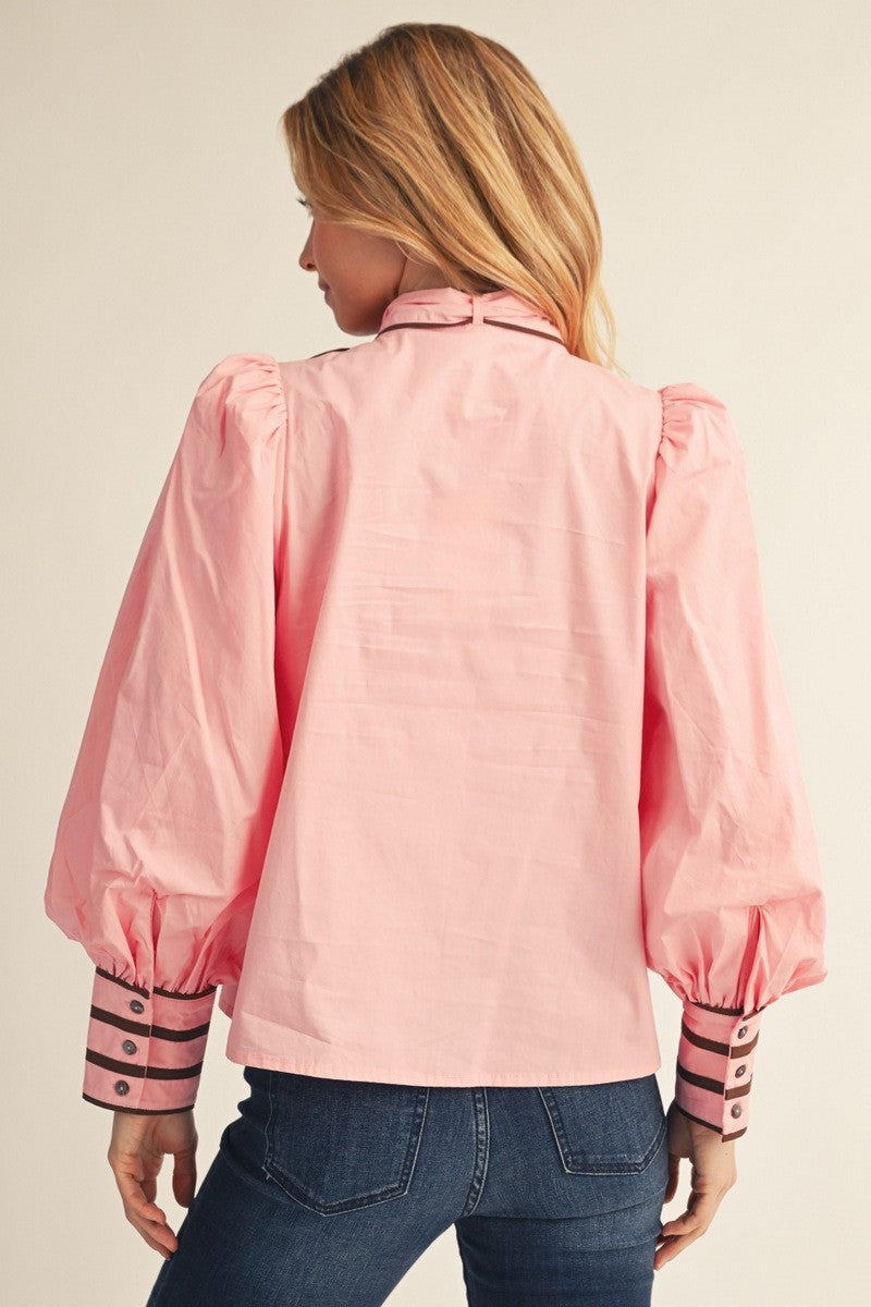 Jodifl Women's Pink Bishop Sleeved Top
