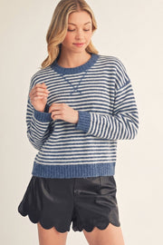 Jodifl Women's Blue Stripe Sweater
