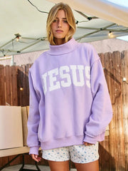 Bucket List Women's Jesus Mock Neck Sweatshirt - Lavender
