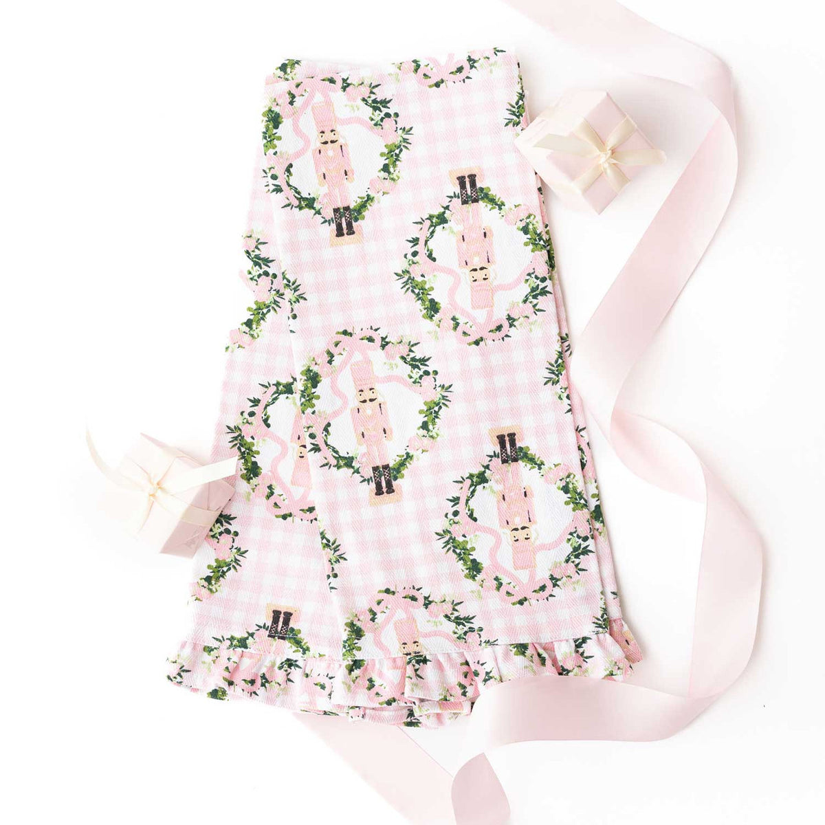 8 Oak Lane Sugarplum Gingham Ruffle Tea Towel Set