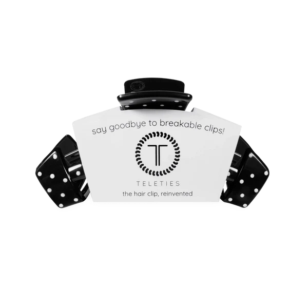 Teleties Classic Black Polka Dot Party Medium Claw Clip