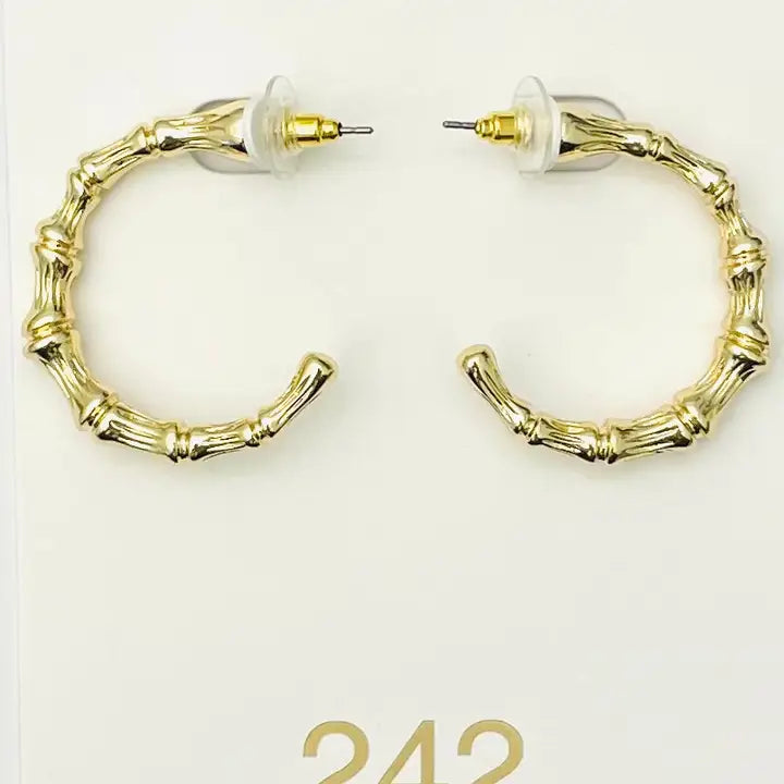 Two Forty Two Chic Textured Bamboo Hoops