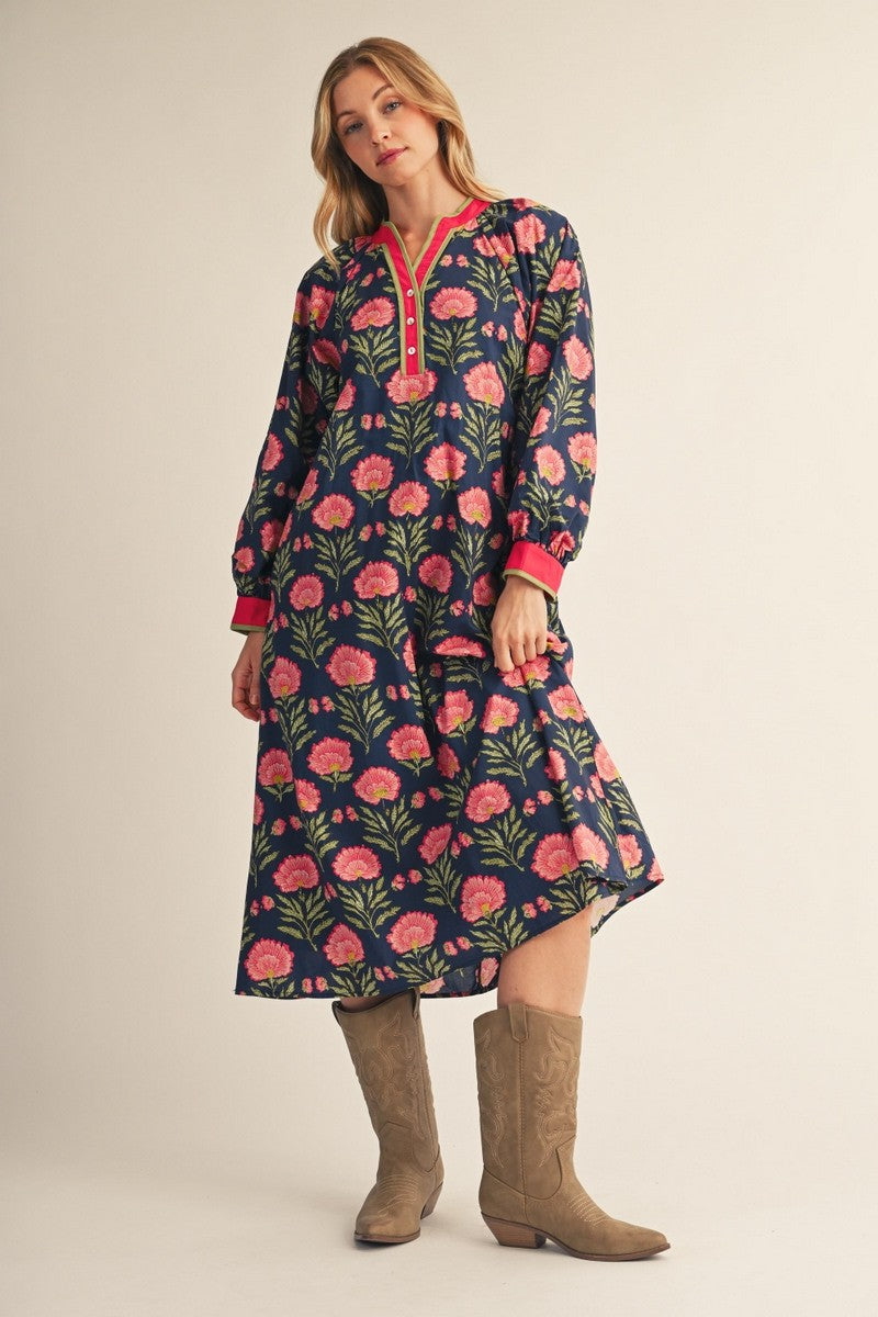 Jodifl Women's Waist Tie Midi Dress - Navy