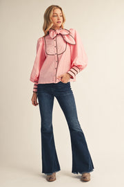 Jodifl Women's Pink Bishop Sleeved Top