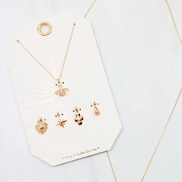 Caroline Hill Star and Heart Charm Necklace Set Gold