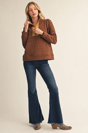Jodifl Women's Quilted Brown Zip Up Top