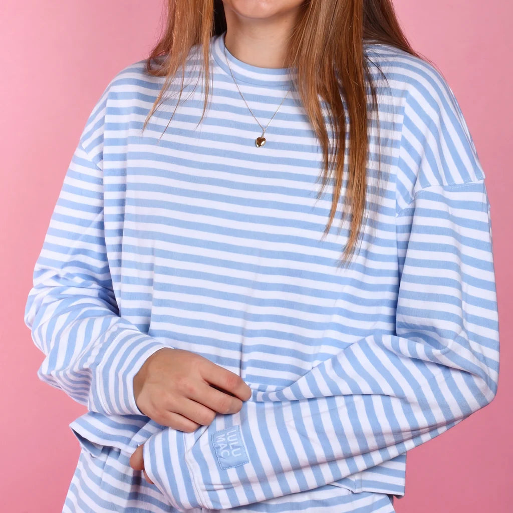 Lulu Mac Women's Long Sleeve Striped Top - Light Blue