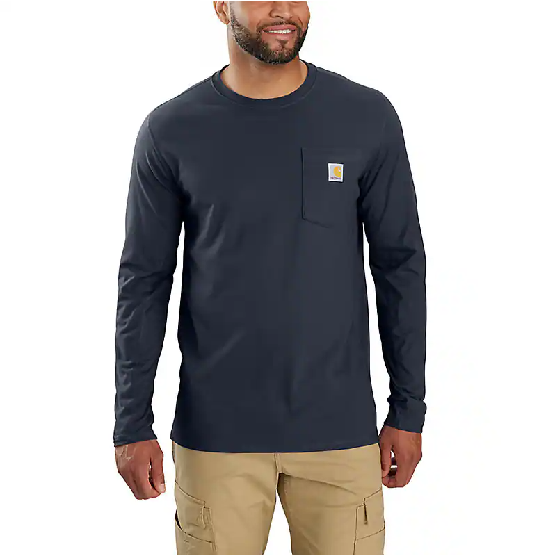 Carhartt Men's Force Relaxed Fit Long-Sleeve Pocket T-Shirt - Navy