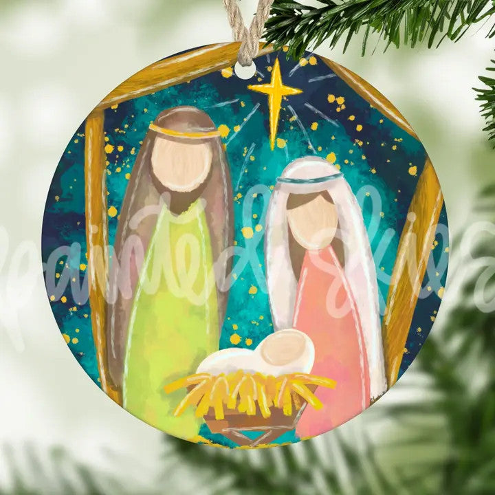 Painted Skies Nativity Scene Christmas Ornament