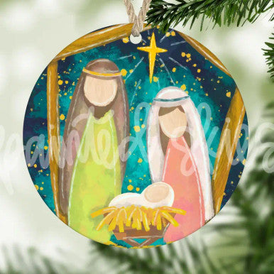 Painted Skies Nativity Scene Christmas Ornament