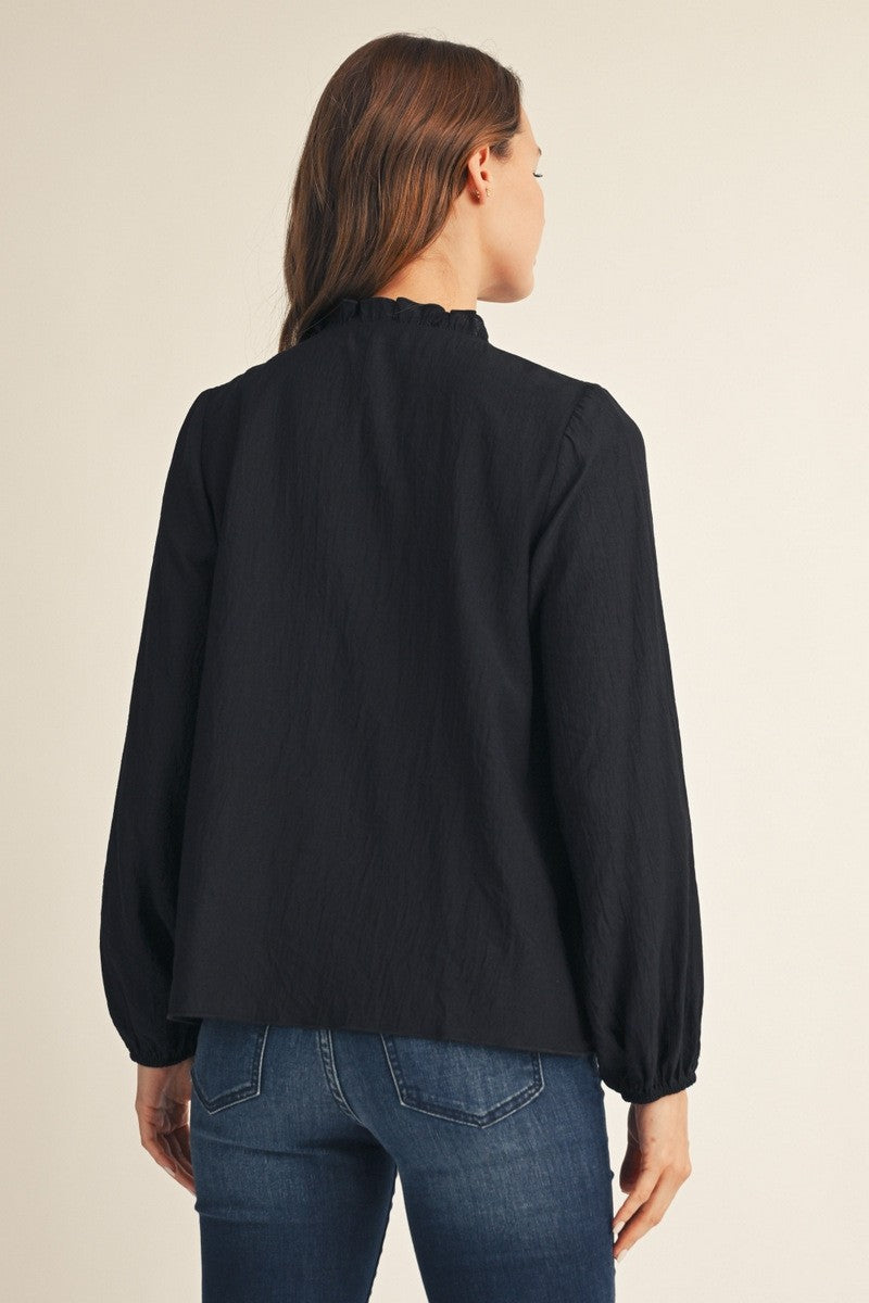 Jodifl Women's Black Crinkle Blouse