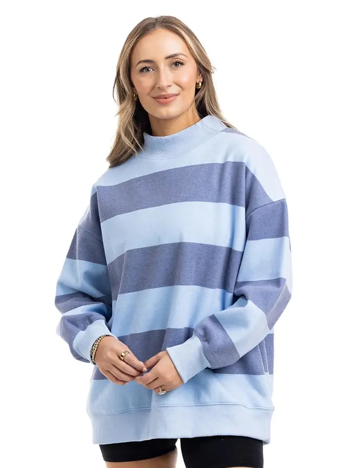 Katydid Women's Striped Mockneck Sweatshirt
