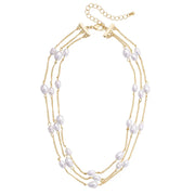 Canvas Calypso Layered Freshwater Pearl Necklace - Shiny Gold