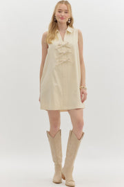 Entro Women's Denim Sleeveless Mini Dress - Ecru