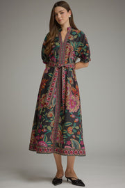 Entro Women's Floral Midi Dress - Black