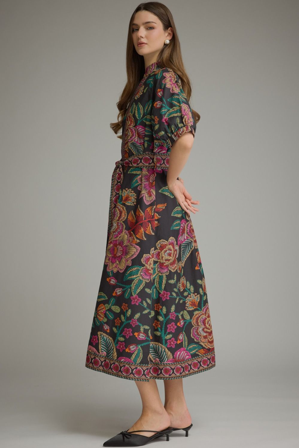 Entro Women's Floral Midi Dress - Black