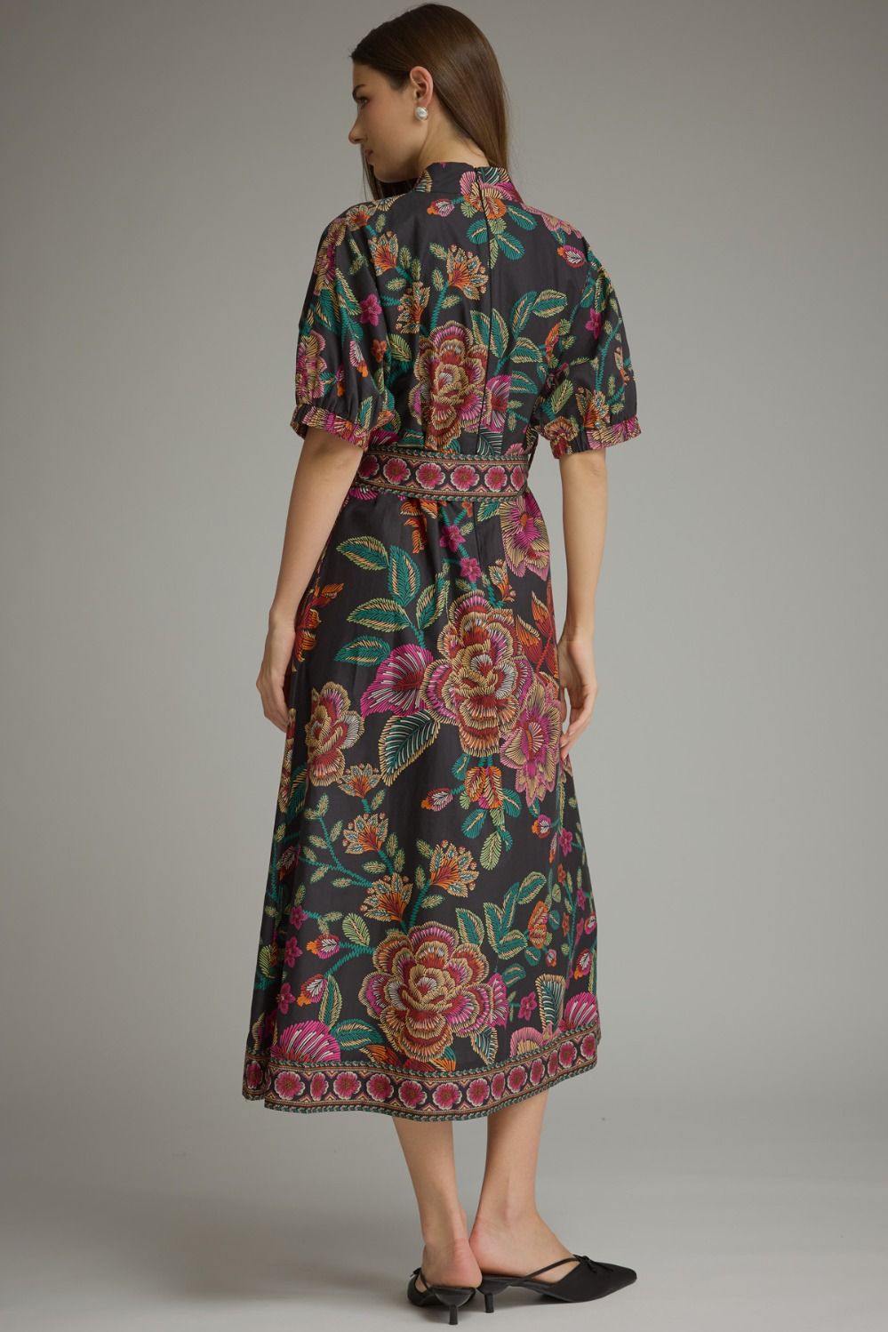 Entro Women's Floral Midi Dress - Black