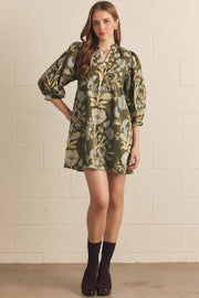 Entro Women's Floral Print Mini Dress - Olive
