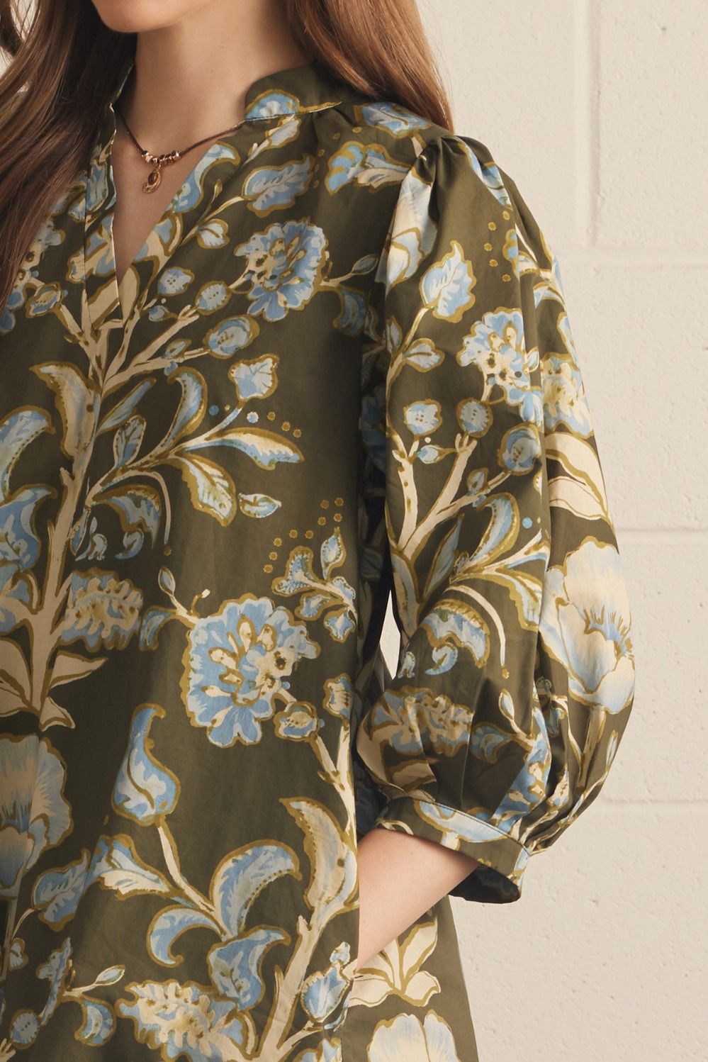 Entro Women's Floral Print Mini Dress - Olive