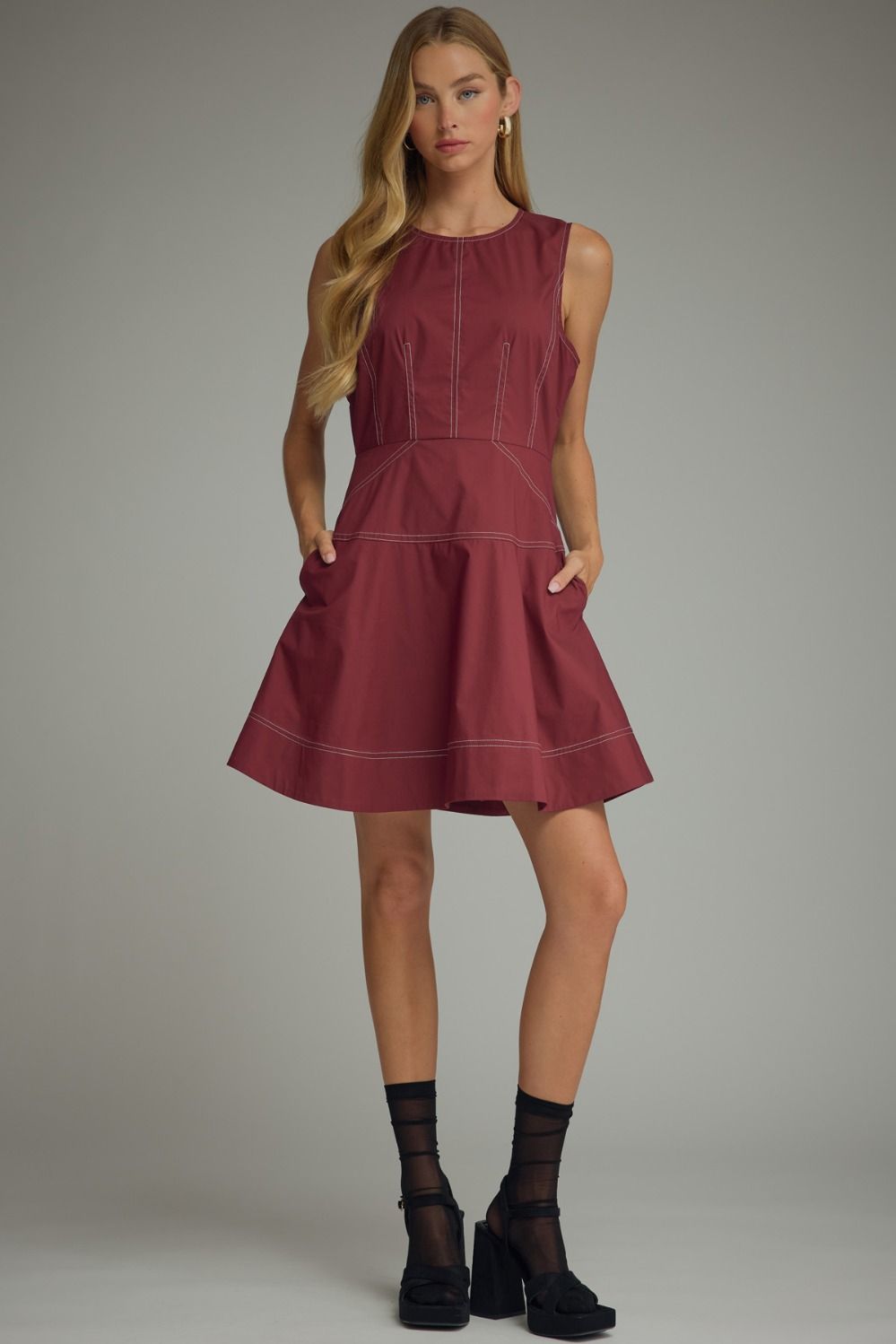 Entro Women's Sleeveless Mini Dress - Merlot