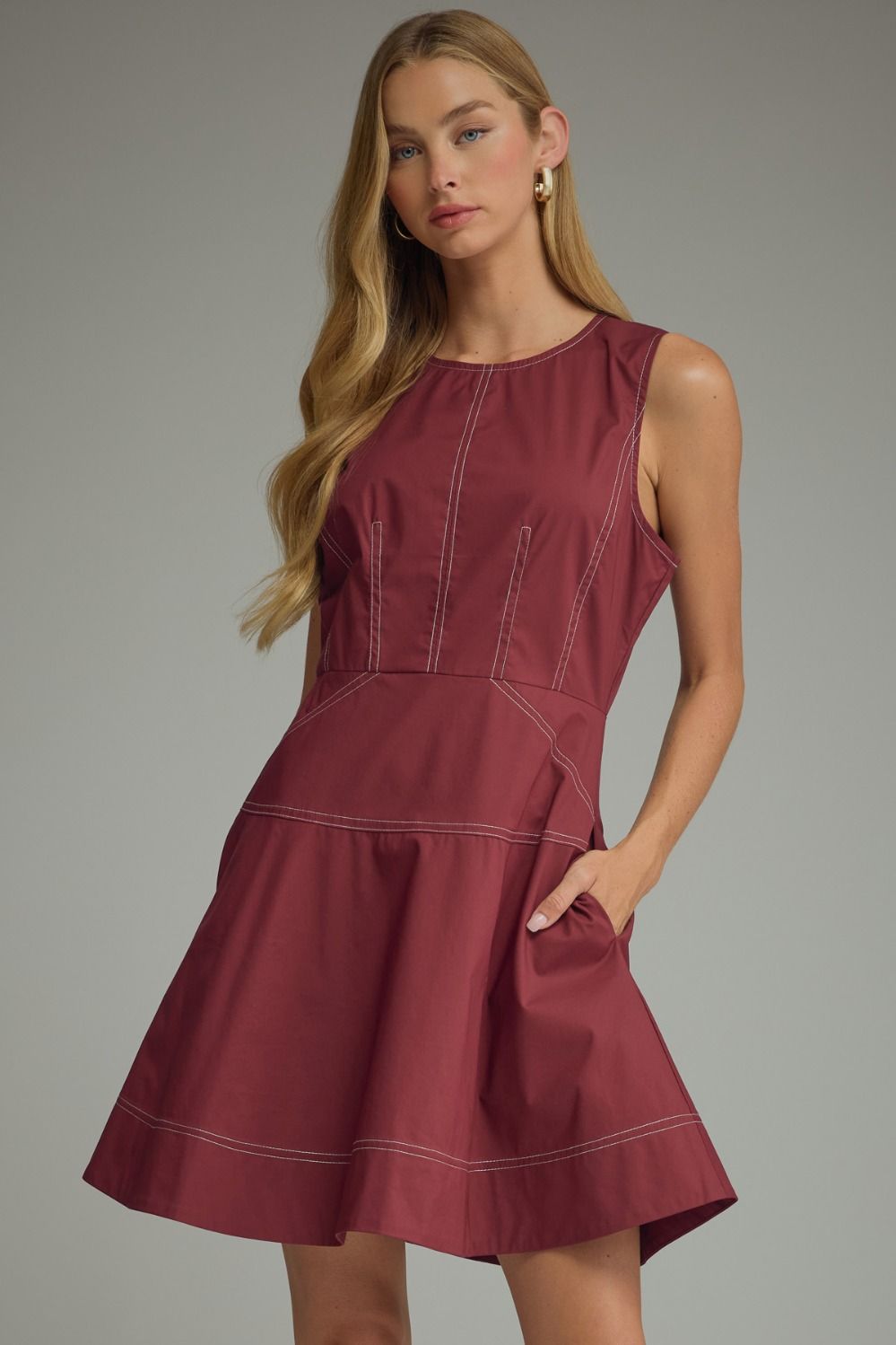 Entro Women's Sleeveless Mini Dress - Merlot