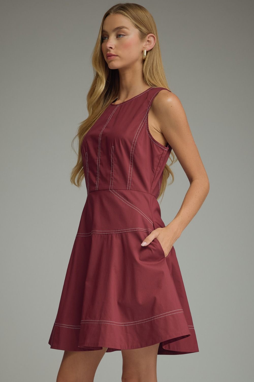 Entro Women's Sleeveless Mini Dress - Merlot