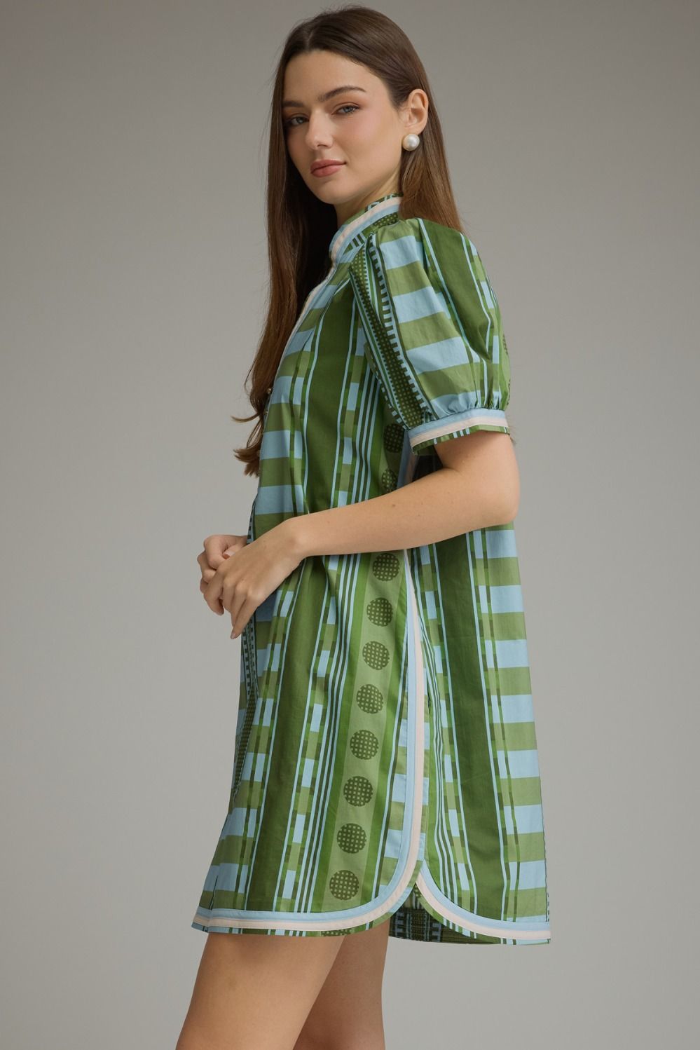 Entro Women's Short Puff Sleeve Mini Dress