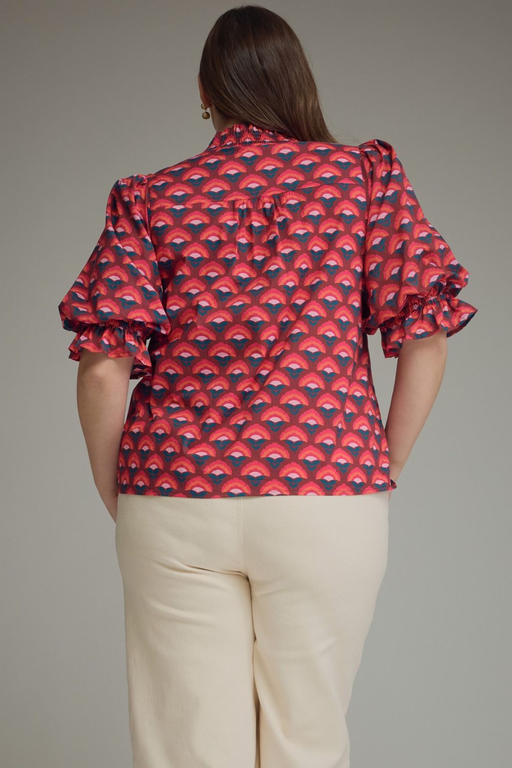 Entro Women's Geometric Print Short Sleeve Blouse