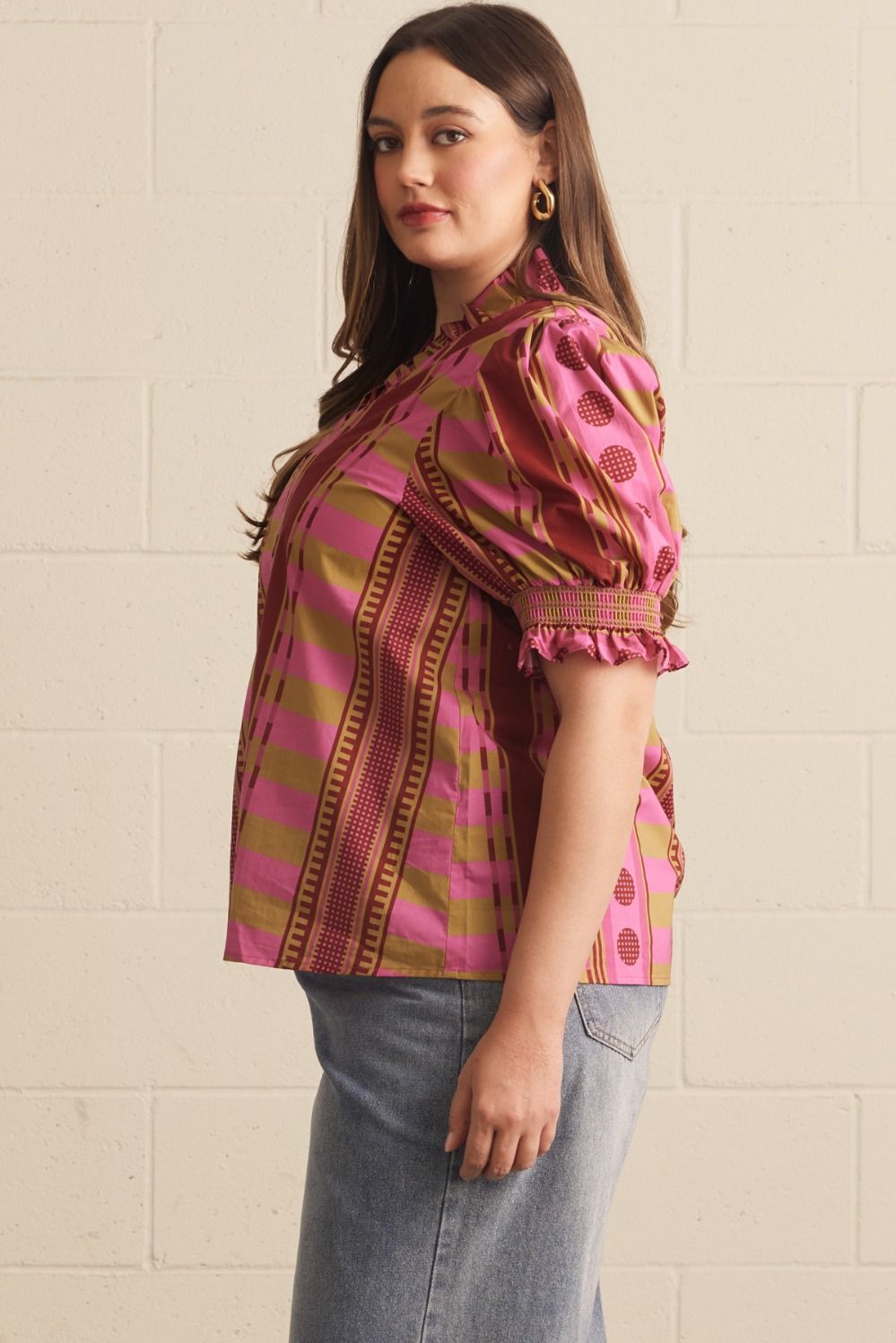 Entro Plus Size Women's Puff Sleeve Top