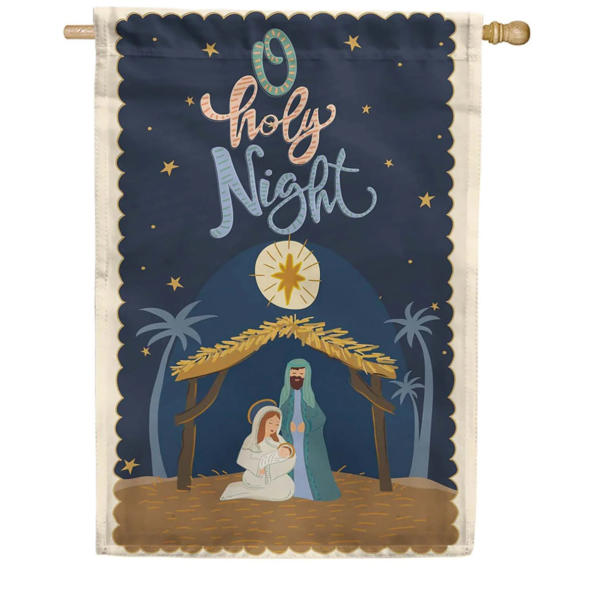 Evergreen O Holy Night Miracle Applique House Flag
