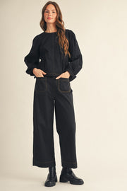 Jodifl Women's Wide Straight Leg Solid Pants - Black