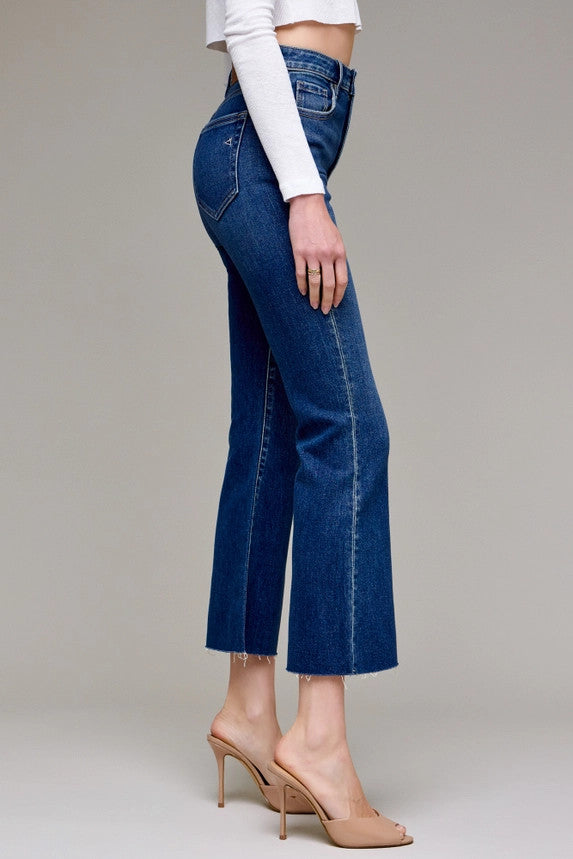 Hidden Jeans Women's Dark Wash Clean Cropped Flare