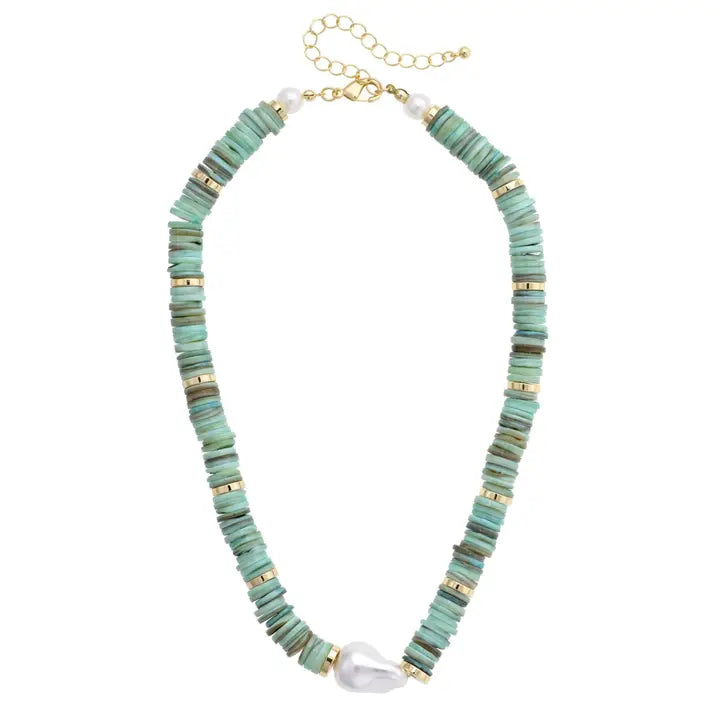 Canvas Leandra Pearl Shell Necklace -Seafoam