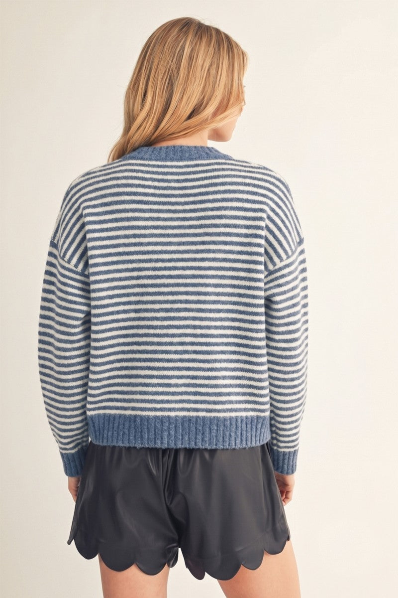 Jodifl Women's Blue Stripe Sweater