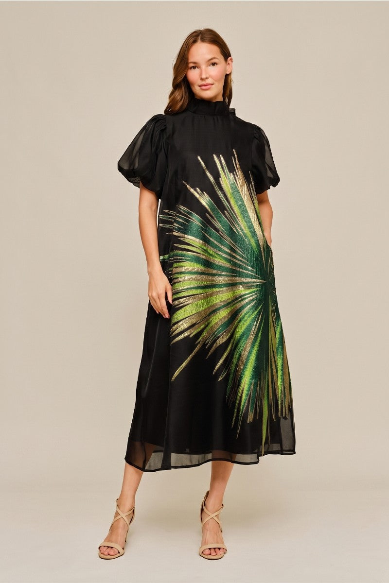 Jodifl Women's Green Metallic Midi Dress