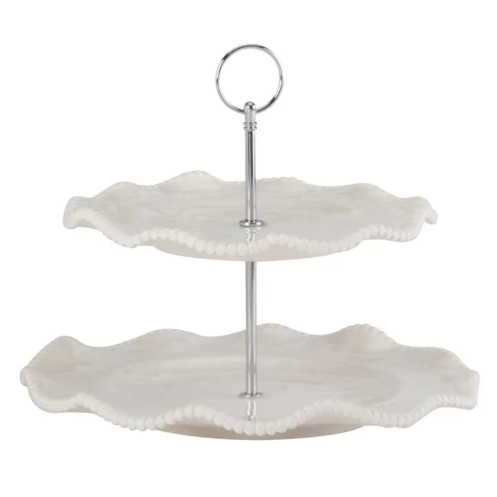 Certified International Perlette Cream 2 Tier Server
