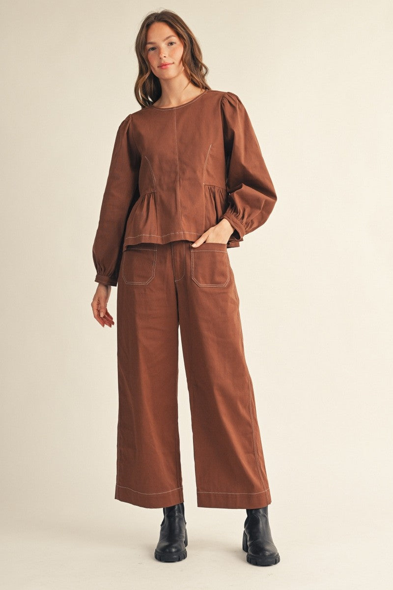 Jodifl Women's Mocha Wide Straight Leg Pants