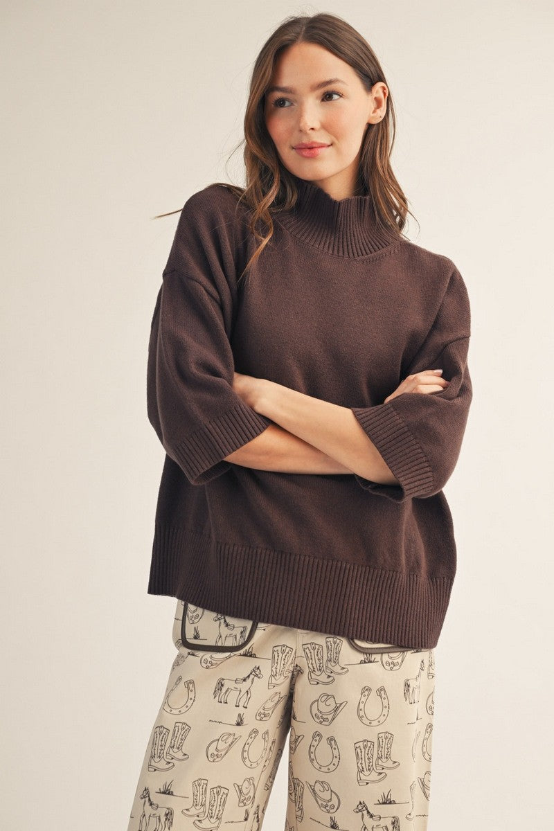 Jodifl Women's Comfy Turtle Neck Sweater - Brown