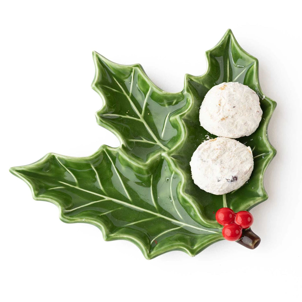 8 Oak Lane Holly Sprig Shaped Ceramic Dessert Plate