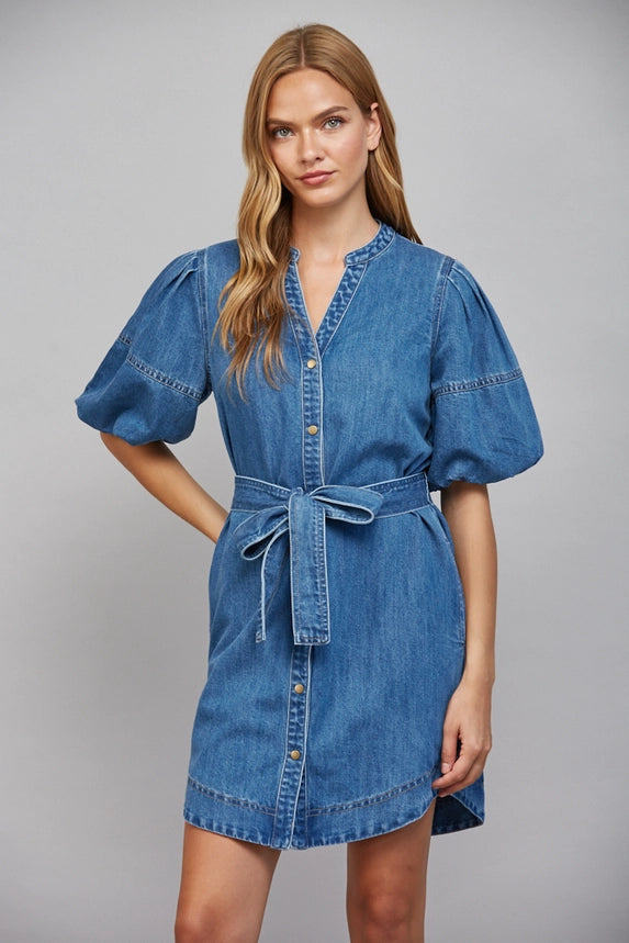 Fate Women's Button-Down Washed Denim Dress